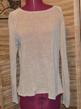 Eileen Fisher S Cream L/S Linen Lagenlook Sweater